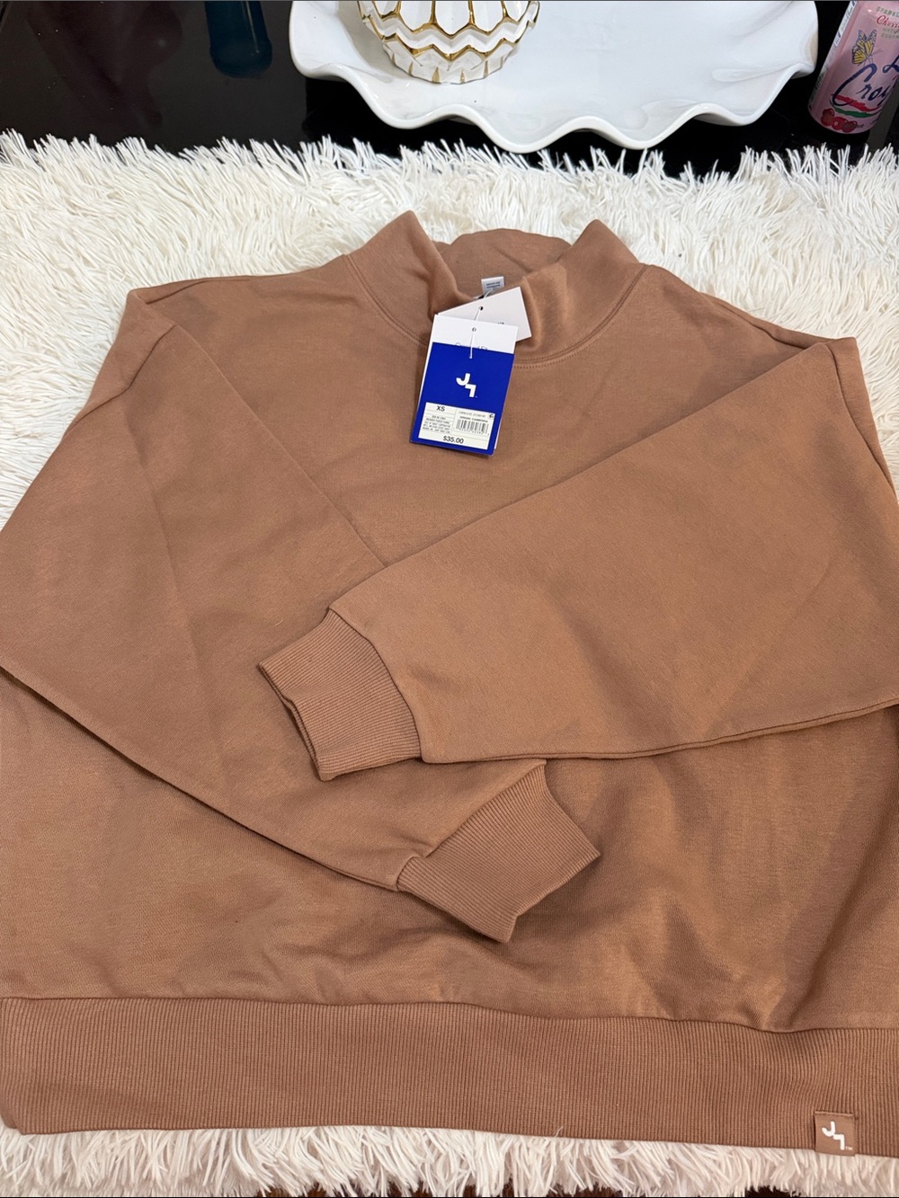 Men's Mock Neck Sweater - Brown -